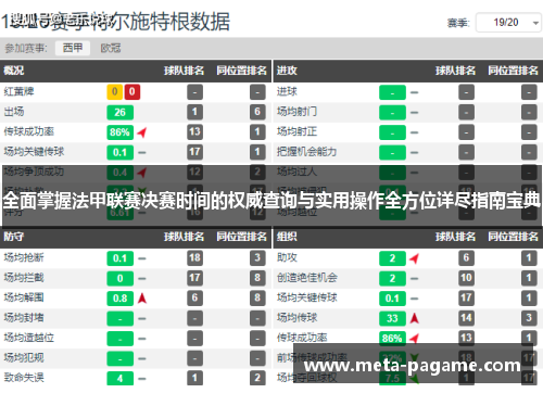 全面掌握法甲联赛决赛时间的权威查询与实用操作全方位详尽指南宝典